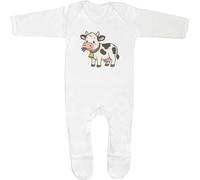 Azeeda 0-3 Month 'Dairy Cow' Baby Romper Jumpsuit/Sleep Suit (SS00112677)