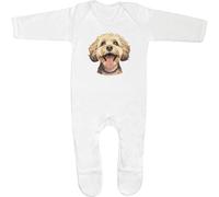 Azeeda 0-3 Month 'Happy Cockapoo' Baby Romper Jumpsuit/Sleep Suit (SS00092223) White