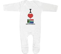 Azeeda 0-3 Month 'I Love South Africa' Baby Romper Jumpsuit/Sleep Suit (SS00046102) White