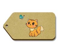 Azeeda 10 x 'Cute Kitten Watching Butterfly' 66mm x 34mm Gift Tags (TG00157830)