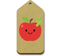 Azeeda 10 x 'Happy Apple with a Worm' 66mm x 34mm Gift Tags (TG00158506)