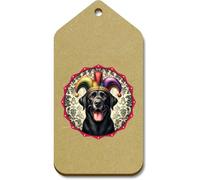 Azeeda 10 x Large 'Black Labrador Court Jester' Wooden Gift Tags (TG00150791)