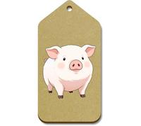 Azeeda 10 x Large 'Chester White Pig' Wooden Gift Tags (TG00153552)