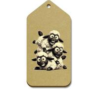 Azeeda 10 x Large 'Crazy Sheep Pile Up' Wooden Gift Tags (TG00156424)
