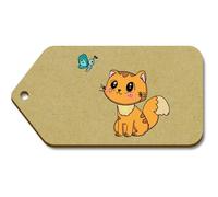 Azeeda 10 x Large 'Cute Kitten Watching Butterfly' Wooden Gift Tags (TG00157831)
