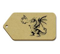 Azeeda 10 x Large 'Fire Breathing Dragon' Wooden Gift Tags (TG00152917)