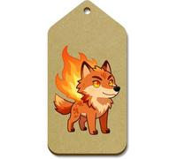 Azeeda 10 x Large 'Fire Wolf' Wooden Gift Tags (TG00155895)