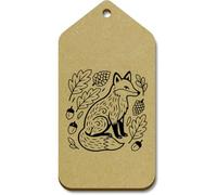 Azeeda 10 x Large 'Folk Style Woodland Fox' Wooden Gift Tags (TG00155673)