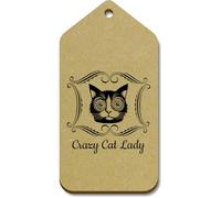 Azeeda 10 x Large 'Funny Crazy Cat Lady' Wooden Gift Tags (TG00158819)
