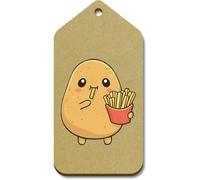 Azeeda 10 x Large 'Funny Cute Potato Eating Chips' Wooden Gift Tags (TG00158669)