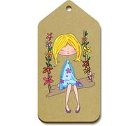 Azeeda 10 x Large 'Girl On A Garden Swing' Wooden Gift Tags (TG00156708)