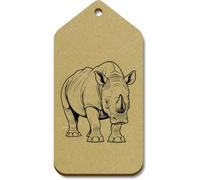 Azeeda 10 x Large 'Greater One-Horned Rhinoceros' Wooden Gift Tags (TG00153772)
