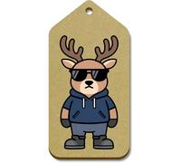 Azeeda 10 x Large 'Grumpy Deer Wearing Sunglasses' Wooden Gift Tags (TG00153818)