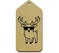 Azeeda 10 x Large 'Grumpy Deer Wearing Sunglasses' Wooden Gift Tags (TG00153856)