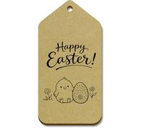 Azeeda 10 x Large 'Happy Easter Chick with Egg' Wooden Gift Tags (TG00155859)