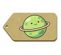 Azeeda 10 x Large 'Happy Green Planet' Wooden Gift Tags (TG00152963)