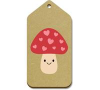 Azeeda 10 x Large 'Happy Heart Mushroom' Wooden Gift Tags (TG00159539)