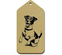Azeeda 10 x Large 'Happy Jack Russell' Wooden Gift Tags (TG00154845)