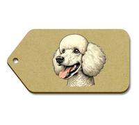 Azeeda 10 x Large 'Happy Poodle Portrait' Wooden Gift Tags (TG00151803)