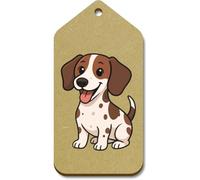 Azeeda 10 x Large 'Happy Sitting Jack Russell' Wooden Gift Tags (TG00148626)