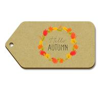 Azeeda 10 x Large 'Hello Autumn Leaf Wreath' Wooden Gift Tags (TG00107328)