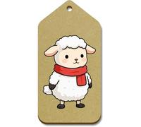 Azeeda 10 x Large 'Lamb Wearing a Cozy Scarf' Wooden Gift Tags (TG00153209)