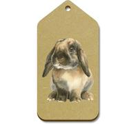 Azeeda 10 x Large 'Lop Eared Bunny Sitting' Wooden Gift Tags (TG00154308)