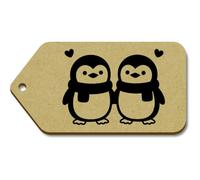 Azeeda 10 x Large 'Penguins in Love' Wooden Gift Tags (TG00154384)