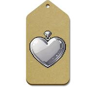 Azeeda 10 x Large 'Pixel Style Heart-Shaped Pendant' Wooden Gift Tags (TG00154388)