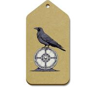 Azeeda 10 x Large 'Raven on Viking Shield' Wooden Gift Tags (TG00154885)