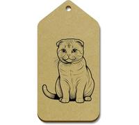 Azeeda 10 x Large 'Scottish Fold Cat' Wooden Gift Tags (TG00154138)