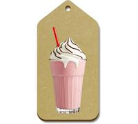 Azeeda 10 x Large 'Strawberry Milkshake' Wooden Gift Tags (TG00154877)