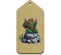 Azeeda 10 x Large 'Troll on Rock' Wooden Gift Tags (TG00157977)