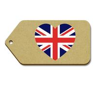 Azeeda 10 x Large 'Union Jack Heart' Wooden Gift Tags (TG00113573)