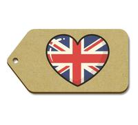 Azeeda 10 x Large 'Union Jack Heart' Wooden Gift Tags (TG00149729)