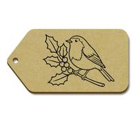 Azeeda 10 x 'Robin On Holly' MDF Gift Tags - L (TG00163986)