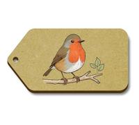 Azeeda 10 x 'Robin Red Breast on Branch' 66mm x 34mm Gift Tags (TG00153735)