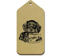 Azeeda 10 x 'Wire Dachshund & Coffee' MDF Gift Tags - L (TG00162874)