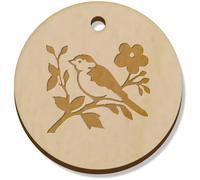 Azeeda 11 x 34mm 'Bird Sitting on Tree Branch' Wooden Pendants/Charms (PN00074765)