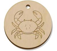 Azeeda 11 x 34mm 'Crab Line Art' Wooden Pendants/Charms (PN00077329)