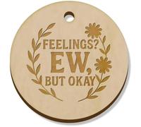 Azeeda 11 x 34mm 'Feelings. EW, But Okay' Wooden Pendants/Charms (PN00074887)