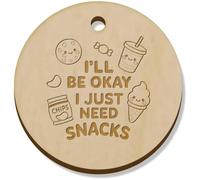 Azeeda 11 x 34mm 'I'll Be Okay. I Just Need Snacks' Wooden Pendants/Charms (PN00074908)