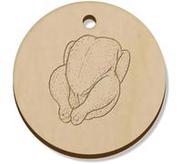 Azeeda 11 x 34mm 'Whole Raw Chicken' Wooden Pendants/Charms (PN00076486)