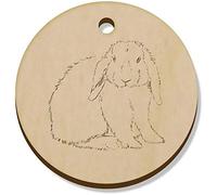 Azeeda 11 x 'Lop-Eared Rabbit' Wooden Pendants - 34mm (PN00058305) | Jewellery Making Charms / Blanks for Necklaces, Crafts and Gifts