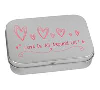 Azeeda 110mm 'Love Is All Around Us' Metal Hinged Tin/Storage Box (TT00334837)