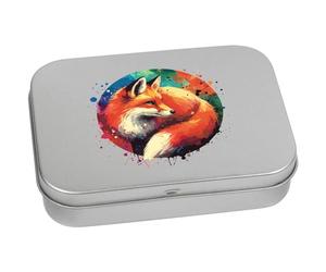 Azeeda 110mm 'Red Fox' Metal Hinged Tin/Storage Box (TT00244174)