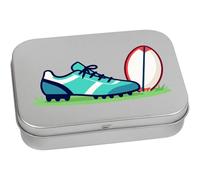 Azeeda 110mm 'Rugby Ball & Shoe' Metal Hinged Tin/Storage Box (TT00321373)
