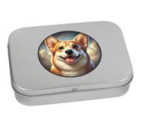 Azeeda 110mm 'Smiling Welsh Corgi' Metal Hinged Tin/Storage Box (TT00267664)