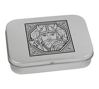 Azeeda 110mm 'Square Viking Motif' Metal Hinged Tin/Storage Box (TT00026935)