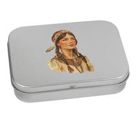 Azeeda 110mm 'Vintage Native American Woman' Metal Hinged Tin/Storage Box (TT00334729)